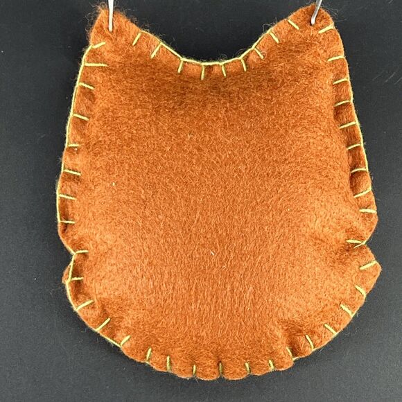 Halloween Felt Black Cat Wall Door Hanging Ornament Hand Stitched Folk Art - Picture 4 of 13